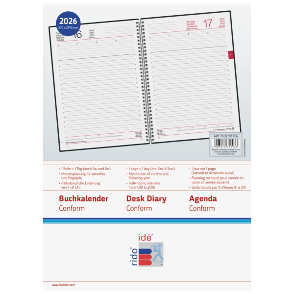Buchkalender Mod. Conform 2026 | A4, Kunststoff, schwarz Online-Verkauf – Bild 3