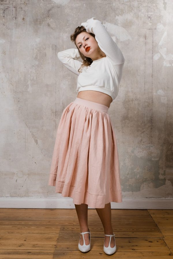 Leinenrock  Lino  | Rosé | breiter Saum Online