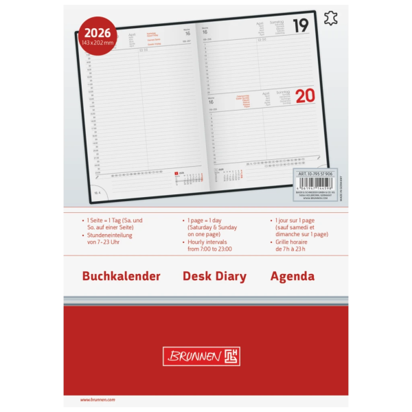 Buchkalender Mod. 795 2026 | A5, Leder, schwarz Schn?ppchen – Bild 3