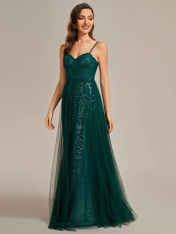 Grünes Pailletten Abendkleid mit schicken Tüllrock Angebot – Bild 5