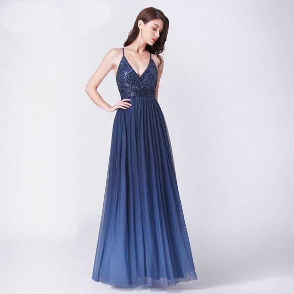 Blaues Abendkleid mit Pailletten Oberteil & schicken Farbverlauf im Rock Jetzt online – Bild 5